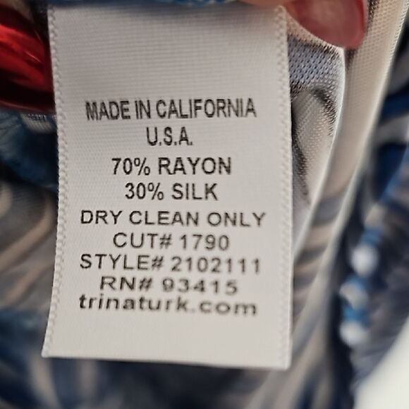 Trina Turk XS Silk Blend Strapless Romper Blue and White Striped with tie belt - Picture 8 of 10